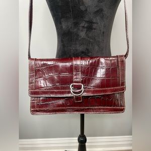 Burgundy 100% Genuine Leather Crossbody/Clutch - NWOT